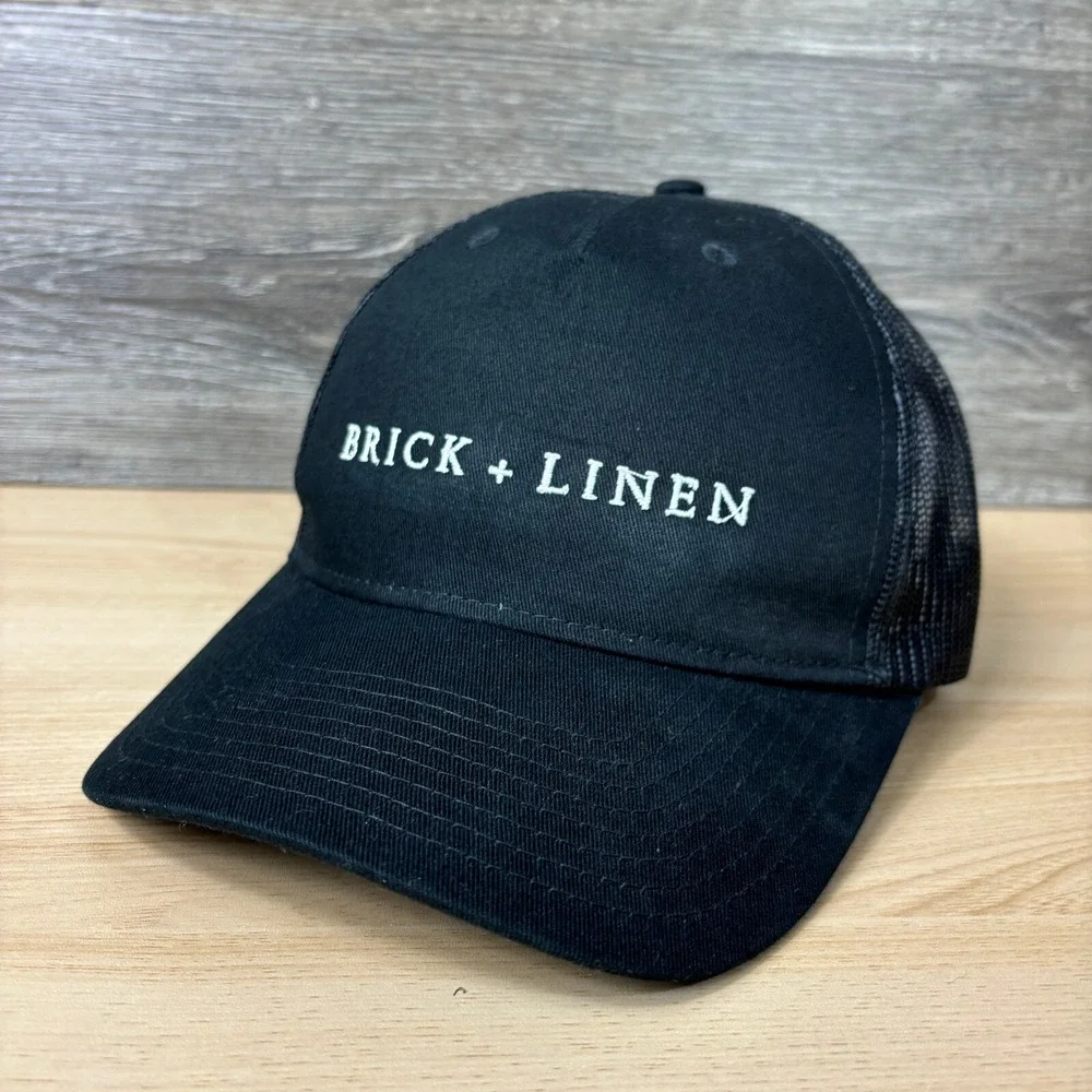 Brick Linen Hat‎ Cap Snapback Black Trucker Adjustable